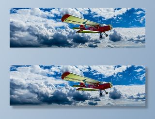 黄色，红色，飞机，飞行，白色，云，飞机，螺旋桨