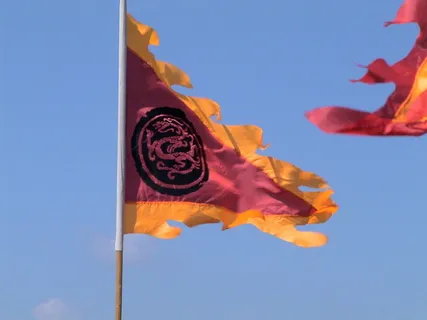 国旗，吹，五颜六色，红色，橙色，中国，红色，橘色，菜鸟图库