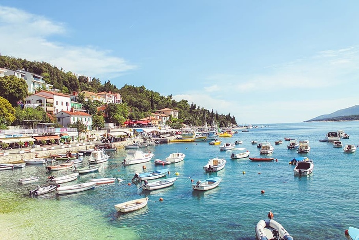 船，身体，水，山，自然，风景，船，游艇