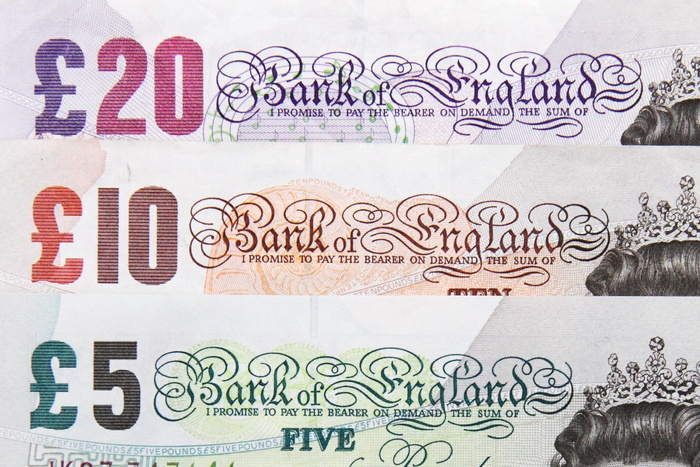 三、20、10、5磅钞票，银行，银行，钞票，英国，英国