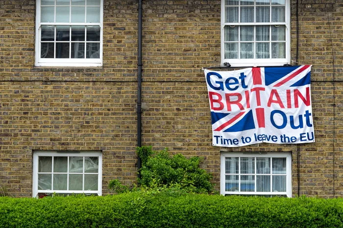 英国脱欧，海报，标语，出口，*，门面，英国，英国