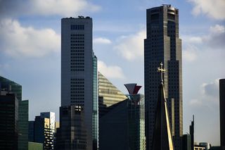 新加坡, *商务区, 街道, 建筑物, 教堂, 莱佛士坊, 市中心, 晚上