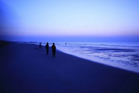 海滩,黎明,游客,海,地,天,水,自然之美 海滩,黎明,游客,海,地,天,水,自然之美