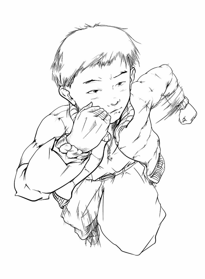 线条艺术、卡通、csp、黑白、绘画-艺术产品、人物、插图、素描