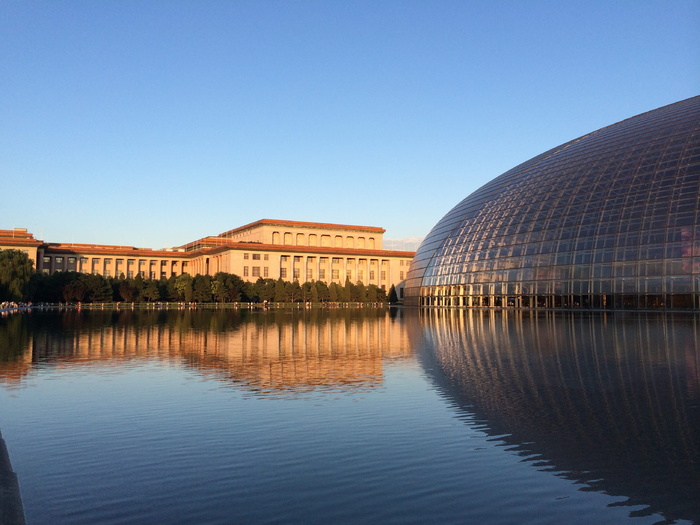 中心，中国北京，国家中心，反射，建筑，水，著名的地方