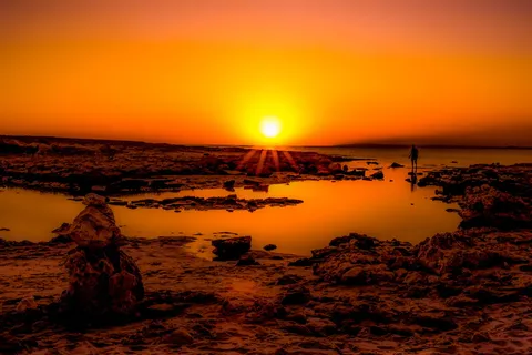 日落，岩石海岸，大海，自然，风景，黄昏，黄昏，风景