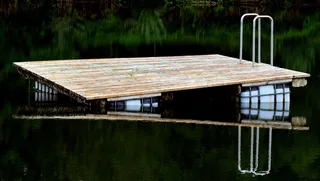 岛、浴场岛、筏、海滩、湖泊、水、镜像、浮体