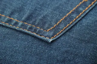 蓝色牛仔织物照片