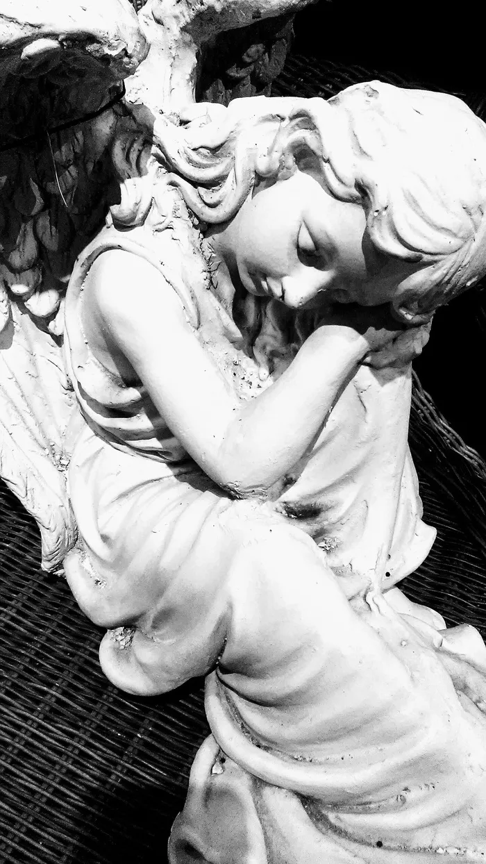 天使, b w, 石, 雕塑, 雕像, 人类代表, 艺术和工艺, 创造力