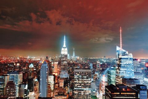 纽约，纽约市，大苹果，岩石顶，时代广场，天空，夜空，天际线