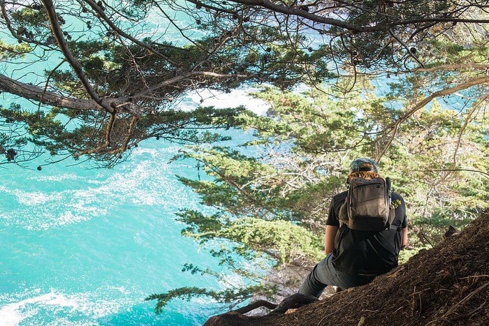 成人、探险、背包、日光、环境、徒步旅行、景观、休闲