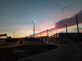 日落, 君士坦丁, 阿尔及利亚, 天空, 交通, 铁路运输, 云-天空, 轨道