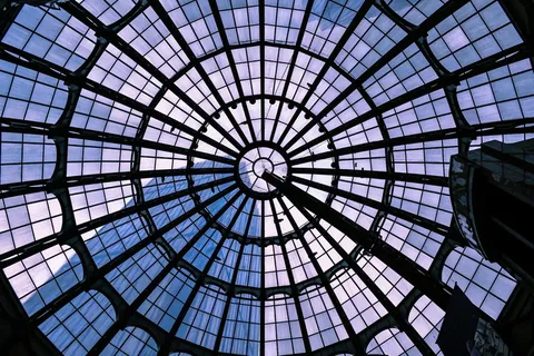 中国、大门户广场、玻璃、天花板、摩天大楼、城市、上海、购物中心