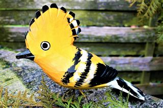 鸟，木制，雕刻，绘画，在外面，早上好，迷人，花园