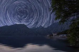 湖，风景，光，山，户外，天空，时间流逝，树