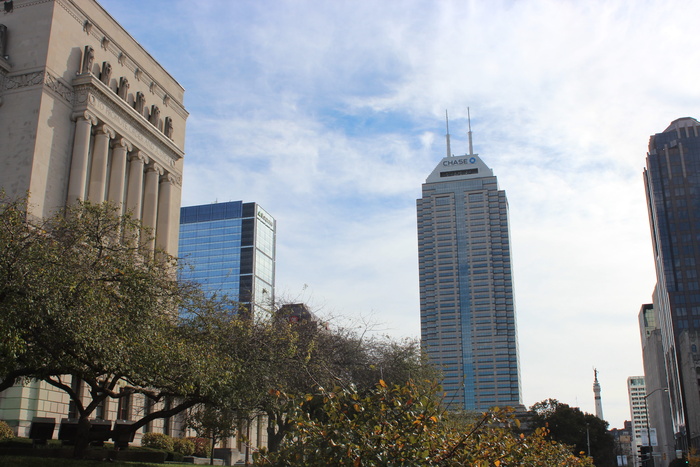 印第安纳波利斯、市中心、图书馆、蔡斯、塔楼、salesforce、circle indiana、cityscape