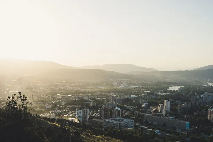 格鲁吉亚，第比利斯，天际线，日落，雾霾，城市，საქართველო, 萨卡特维洛