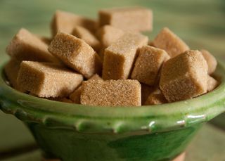 棕色、方糖、绿色、陶瓷、碗、糖、糖碗、糖块