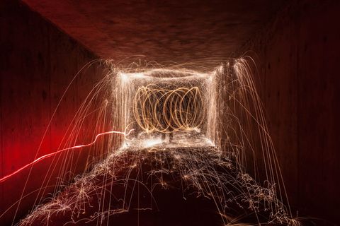 照明, 长时间曝光, 发光, 运动, 钢丝绒, 夜, 运动模糊, 火花