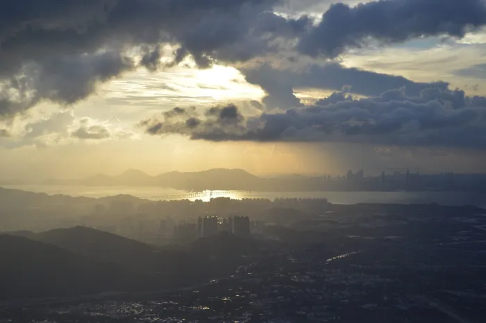 天空，城市，日落，摄影，尼康，尼康，云，太阳