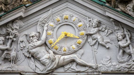 时钟，雕塑，人，天使，时间，指针，钟表，雕像