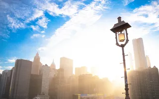 纽约，纽约市墙纸，纽约，曼哈顿，灯，蓝天，日落，建筑