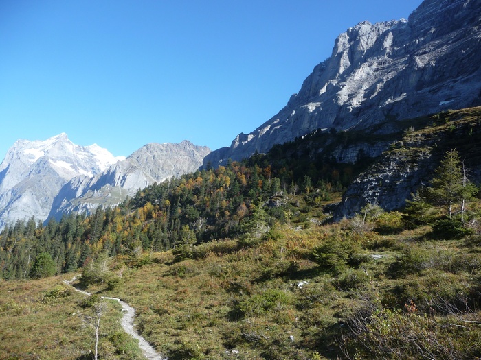 eigertrail，伯尔尼奥伯兰，秋天，徒步旅行，高山，山脉，瑞士，山脉