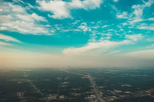 鸟瞰，风景，城市，蓝色，白色，天空，摄影，广阔