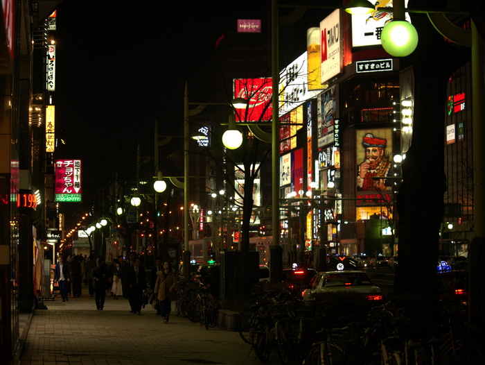 街道，景观，日本，夜景，照明，氛围，夜晚，城市