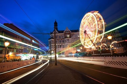 科佩尼克，柏林，夏天，夜晚，蓝色小时，模糊，大*，游乐场