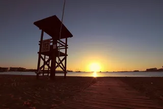 海, 黎明, 天空, 日落, 海滩, 黄昏, 救生塔, 海洋