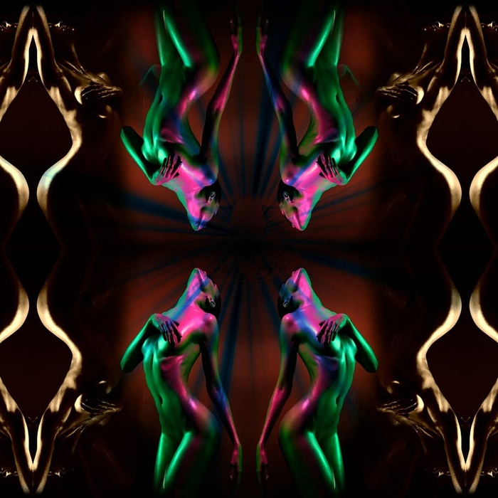 女人、美女、金发、编辑、镜像、迷幻、数字艺术、笔记本电脑