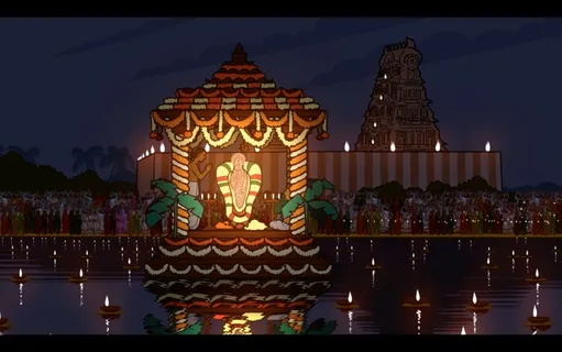 斯瓦米，寺庙，印度，建筑，建筑结构，夜间，照明，建筑