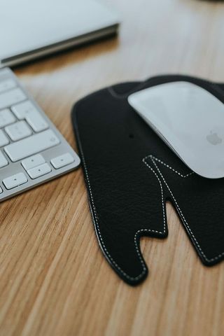 带大象鼠标垫的白苹果iMac电脑