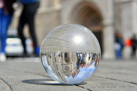 玻璃球，fotógömb，布达佩斯布达城堡，放大镜，春天，美丽，美丽