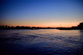 莱茵河，日落，船，杜塞尔多夫，水，河，云，天空