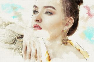 女人，女孩，女性，年轻，美女，模特，肖像，水彩画