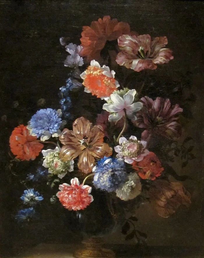 蓝色、粉色、棕色、红色、花卉绘画、让·巴蒂斯特·蒙诺耶、艺术、绘画