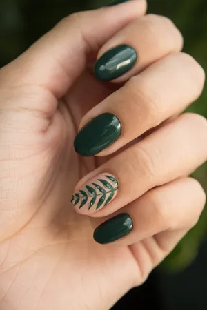 绿色美甲艺术特写照片