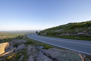 凯迪拉克山，美国，巴尔港，山路，阿卡迪亚国家公园，超广角，蜿蜒路，缅因州