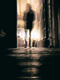 剪影，女人，黑色，木制，地板，幽灵，恐怖，万圣节