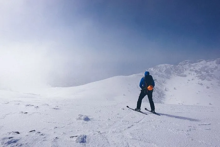 雪，冬天，山，高地，蓝色，天空，云，风景