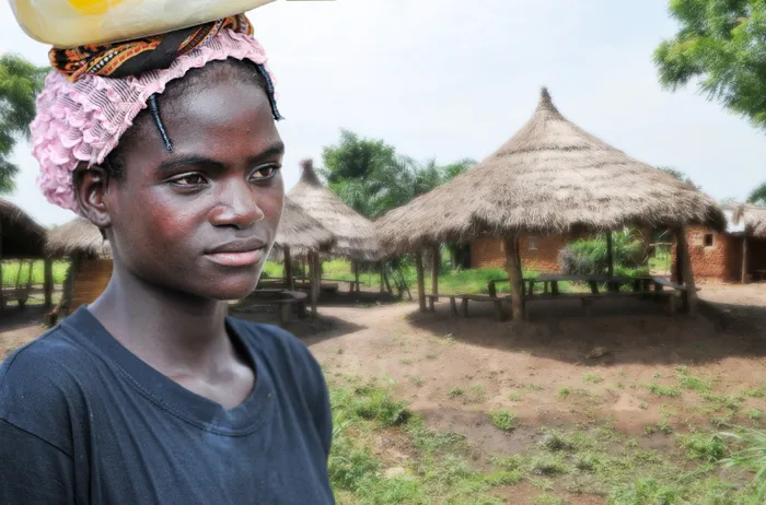 女式，黑色，圆领衬衫，棕色，小屋，白天，女式，非洲