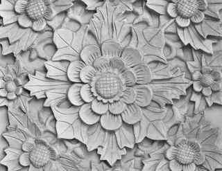 灰色、混凝土、花卉、雕刻、表面、特写、摄影、图案