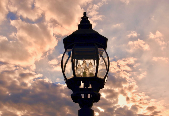 灯，光，黄昏，云，天空，心情，灯泡，未照明