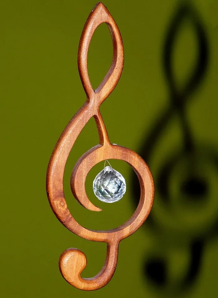 高音谱号，谱号，音乐，木头，装饰，棕色，浮雕，特写