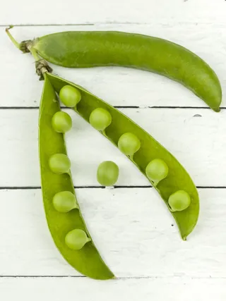 白色表面上的绿色豌豆