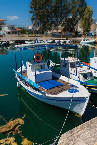 希腊，nea artaki，彩色背景，商业码头，工艺，文化，日，渔船