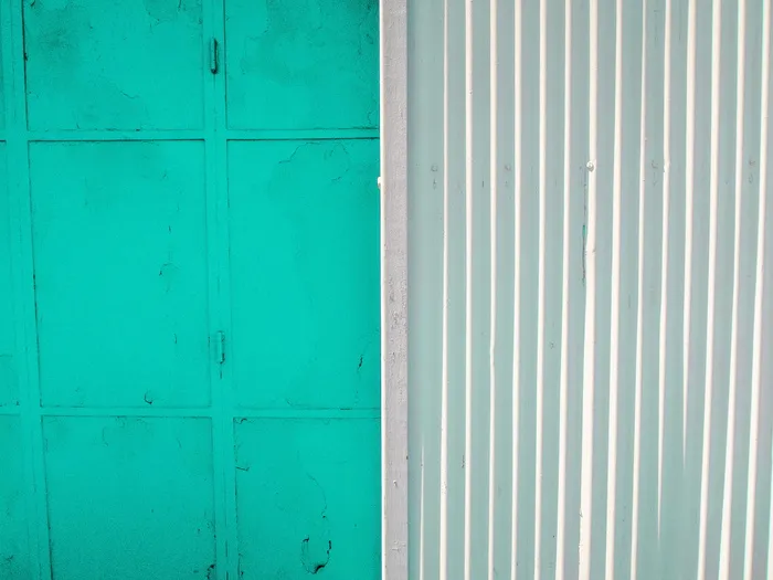 青色漆墙，门，市中心，家具，洛杉矶，服装，服装，建筑