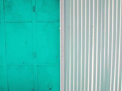 青色漆墙，门，市中心，家具，洛杉矶，服装，服装，建筑